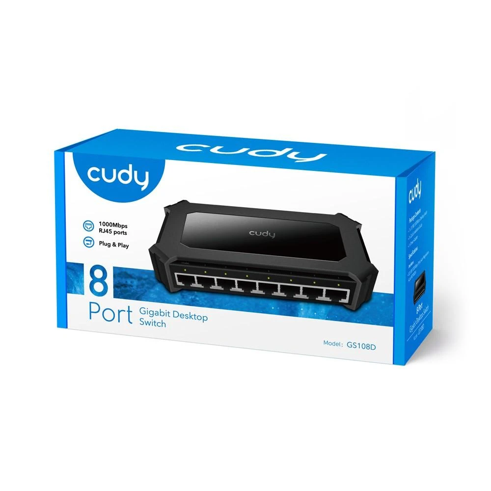 Šakotuvas Tinklo Įranga - Cudy Jungiklis GS108D 8-Port 1Gbps 150x80x65mm