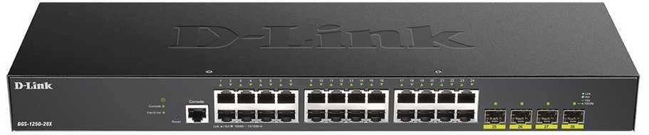 Šakotuvas D-Link | Sukraunamas išmanusis valdomas jungiklis su 10G įkėlimo nuorodomis | DGS-1250-28X/E | Tvarkomas žiniatinklis | Montuojamas ant stovo | Gigabit Ethernet (vario) jungtys kiekis 24