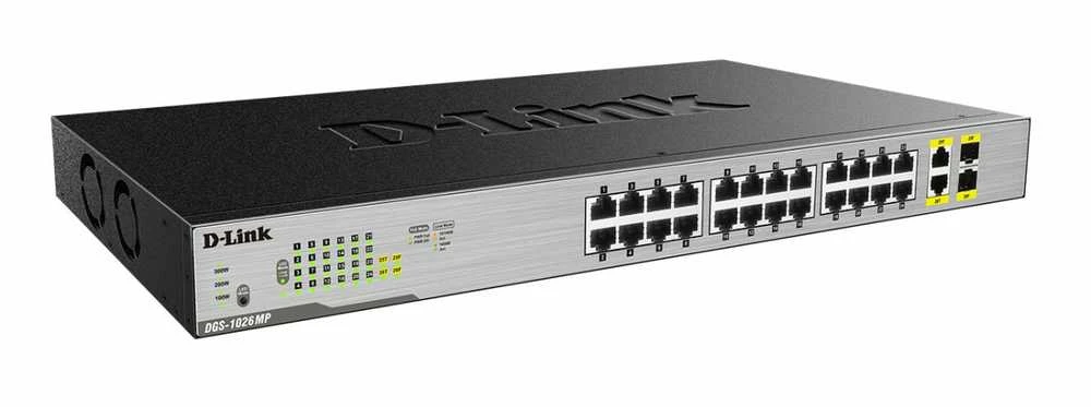 Šakotuvas D-Link | Jungiklis | DGS-1026MP | Nevaldomas | Montuojamas ant stovo | Gigabit Ethernet (vario) jungtys kiekis 24 | SFP jungtys kiekis 2 | PoE/Poe+ jungtys kiekis 24 | Maitinimo tipas Vienvietis | 24 mėn.