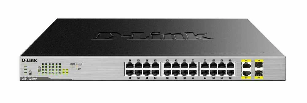 Šakotuvas D-Link | Jungiklis | DGS-1026MP | Nevaldomas | Montuojamas ant stovo | Gigabit Ethernet (vario) jungtys kiekis 24 | SFP jungtys kiekis 2 | PoE/Poe+ jungtys kiekis 24 | Maitinimo tipas Vienvietis | 24 mėn.