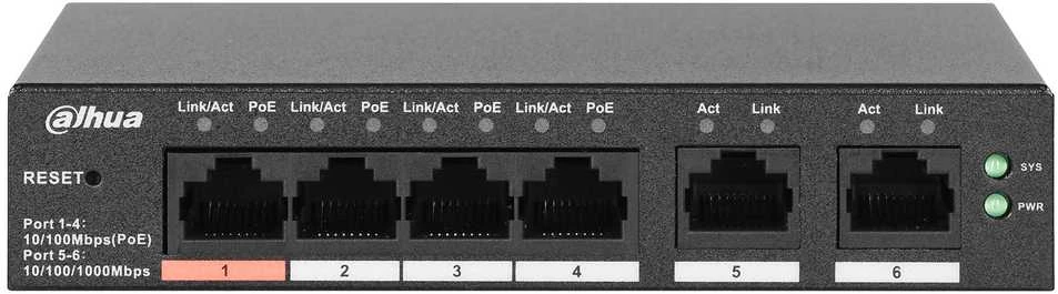 Šakotuvas SWITCH POE CS4006-4ET-60 4 PRIEVADŲ DAHUA