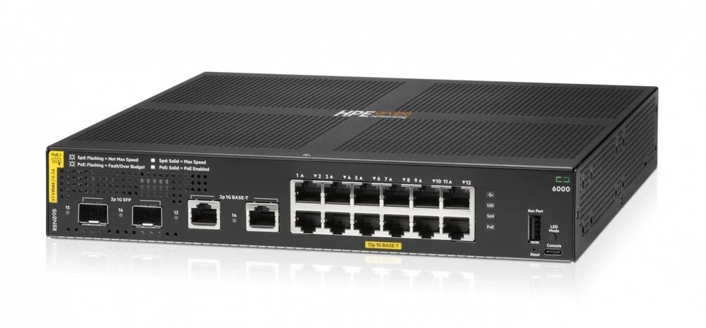 Šakotuvas Hewlett Packard (HP) HPE Aruba Networking 6000 12G Class4 PoE 2G/2SFP 139W R8N89B