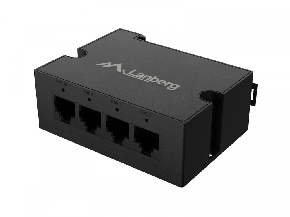 Šakotuvas LANBERG DIN-FE4-AT-30W SWITCH 1XIN 3X OUT 100MB POE EXTENDER FAST ETHERNET DIN RAIL AT 30W