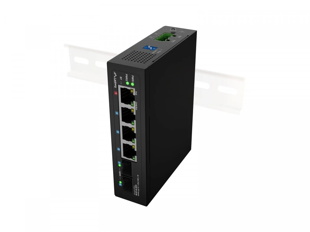 Šakotuvas LANBERG ILGE-4P-2S-90 LIGHT INDUSTRIAL POE SWITCH 1XBT 3XAT 2XSFP DIN GIGABIT ETHERNET