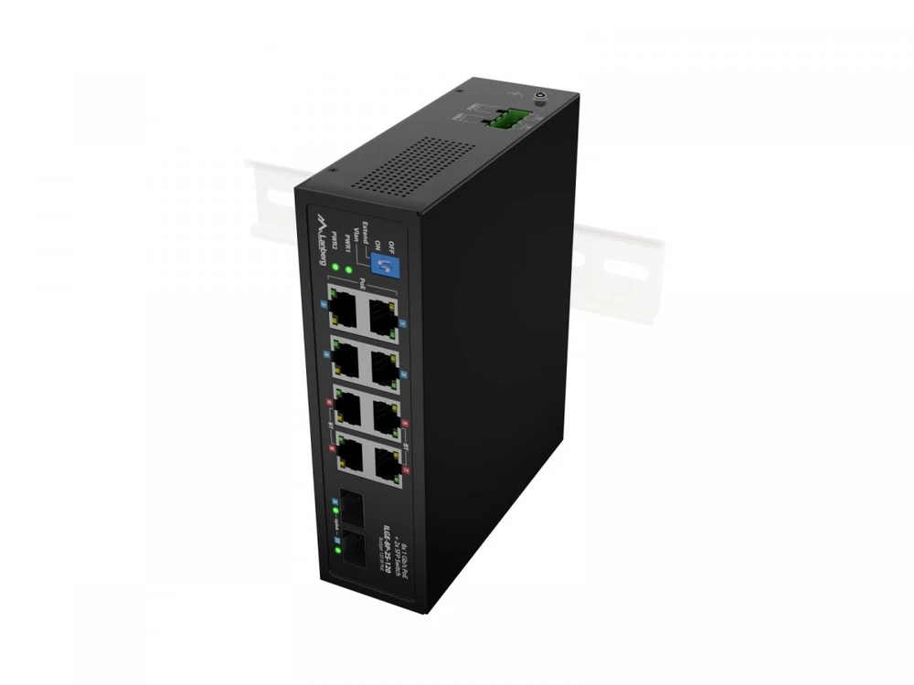 Šakotuvas LANBERG ILGE-8P-2S-120 LIGHT INDUSTRIAL POE SWITCH 4XBT 4XAT 2XSFP DIN GIGABIT ETHERNET