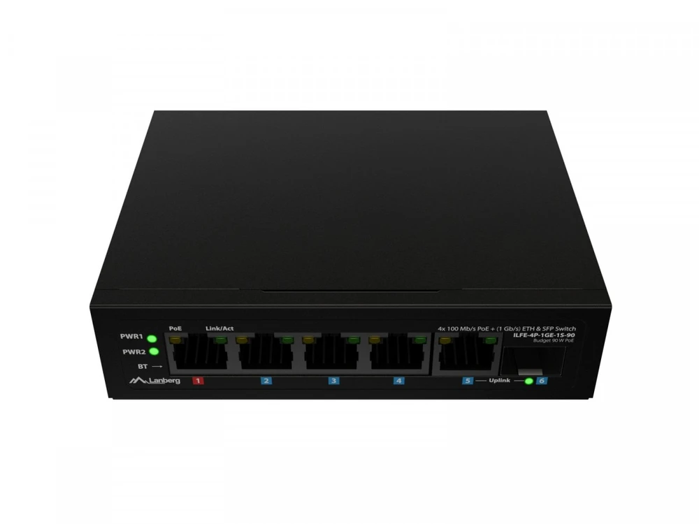Šakotuvas Lanberg komutatorius lengvosios pramonės POE 1xBT 3xAT SFP+ETH DIN belaidžiu greituoju Ethernet