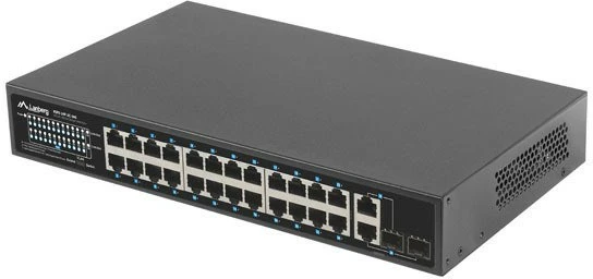 Šakotuvas LANBERG Switch Rack 19 colių RSFE-24P-2C-360 24x 100Mb PoE+ 2x Combo Gigabit 360W