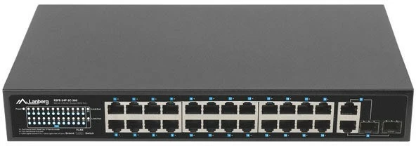 Šakotuvas LANBERG Switch Rack 19 colių RSFE-24P-2C-360 24x 100Mb PoE+ 2x Combo Gigabit 360W