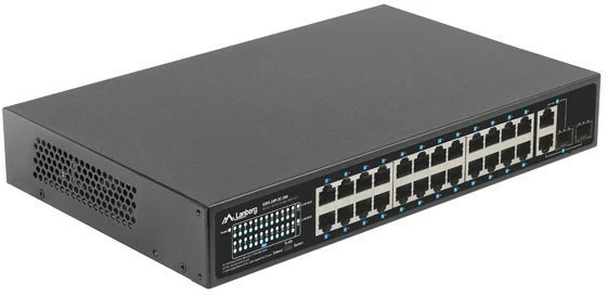 Šakotuvas LANBERG Switch Rack 19 colių RSFE-24P-2C-360 24x 100Mb PoE+ 2x Combo Gigabit 360W
