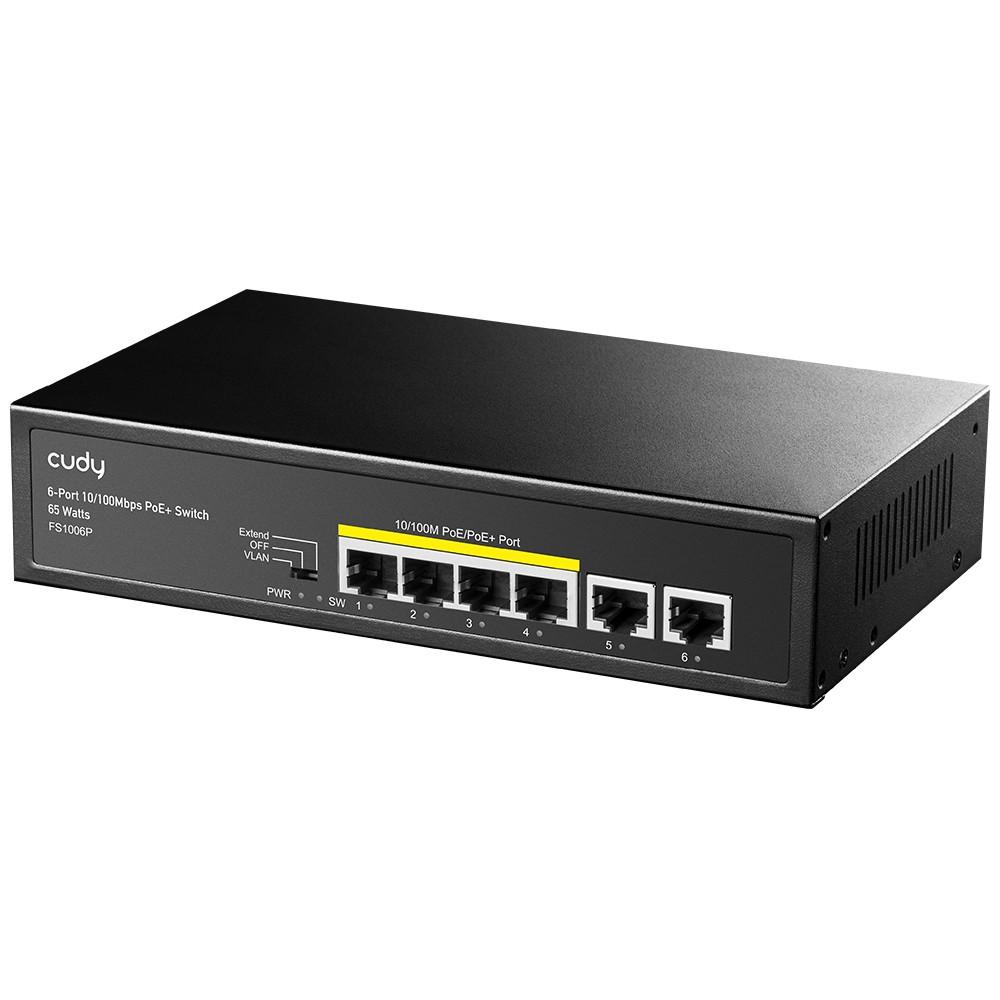 Šakotuvas Komutatorius - Cudy FS1006P 10/100 PoE 6 Prievadai Juodas