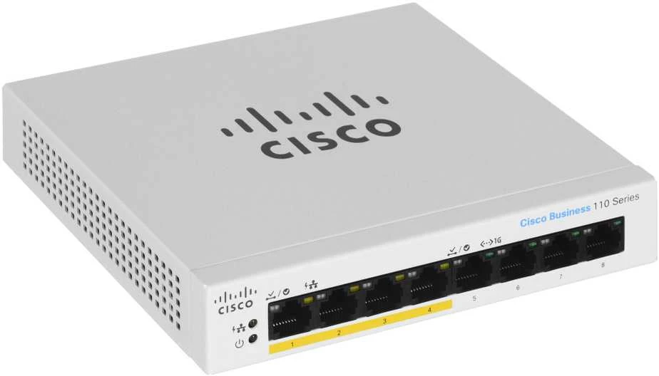 Šakotuvas Cisco CBS110 nevaldomas 8 prievadų GE, dalinis PoE, darbalaukis, išorinis PS