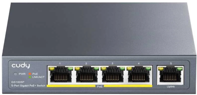 Komutatorius - Cudy GS1005P Gigabit PoE 5 Prievadai Pilkas