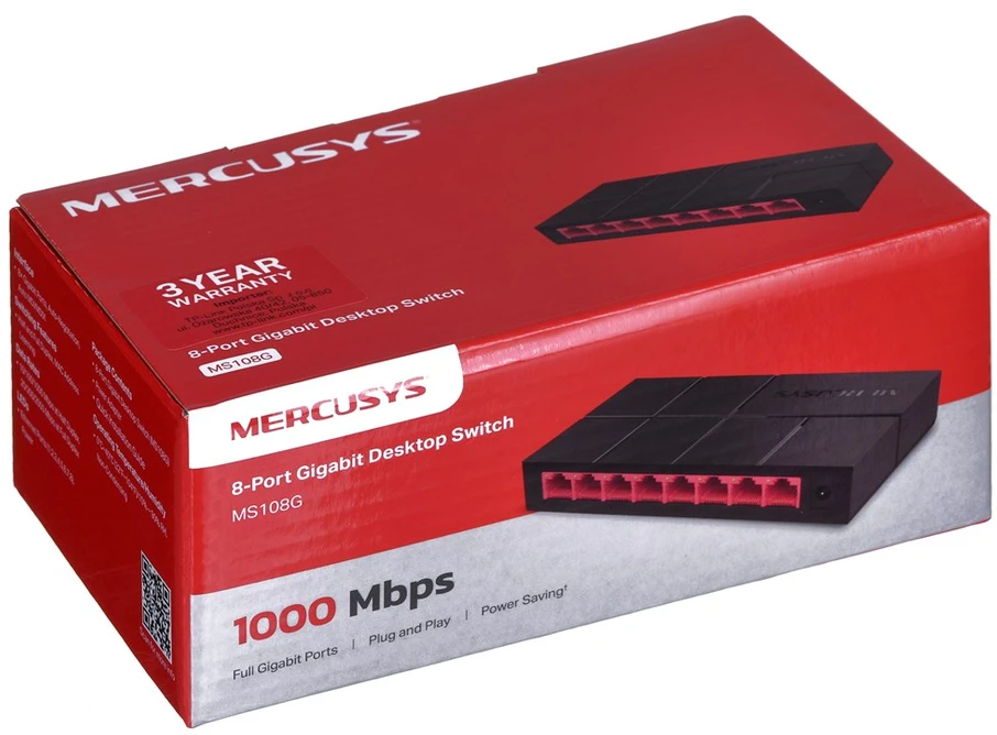 Šakotuvas TP-Link „Mercusys“ | Komutatorius | MS108G | Nevaldomas | Stalinis | Maitinimo šaltinio tipas: Išorinis