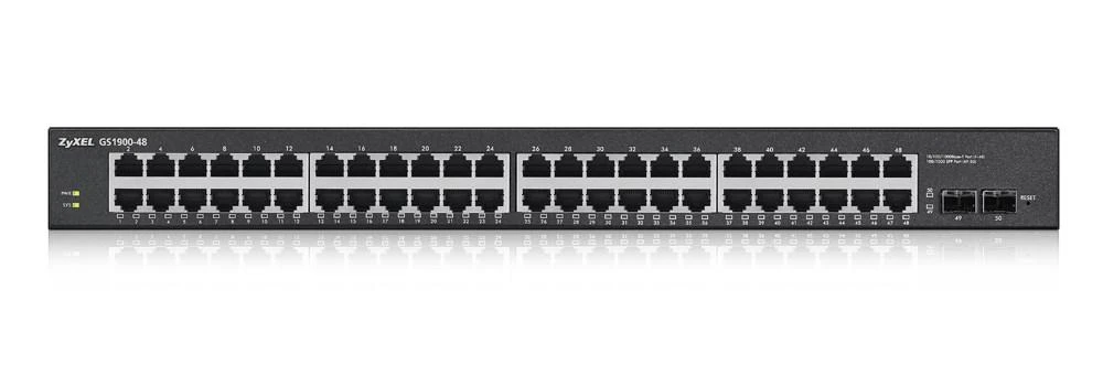 Šakotuvas ZYXEL GS1900-48 V2, 48-PORT GBE L2 SMART SWITCH, RACKMOUNT (5Y WARRANTY)