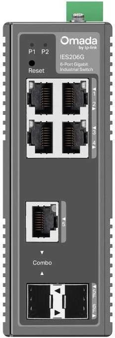 Šakotuvas TP-Link „Omada“ 6 prievadų gigabito pramoninis lengvai valdomas komutatorius, 4 × gigabito RJ45 prievadai, 1 × gigabito RJ45/SFP mišrus lizdas, 1 × gigabito SFP lizdas, darbinė temperatūra: -40–75 °C (-40–167 °F), IP40 aliuminio korpusas, centralizuotas debesijos valdymas.