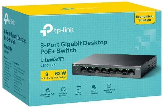 Šakotuvas TP-Link Jungiklis ls108gp 8xge poe+