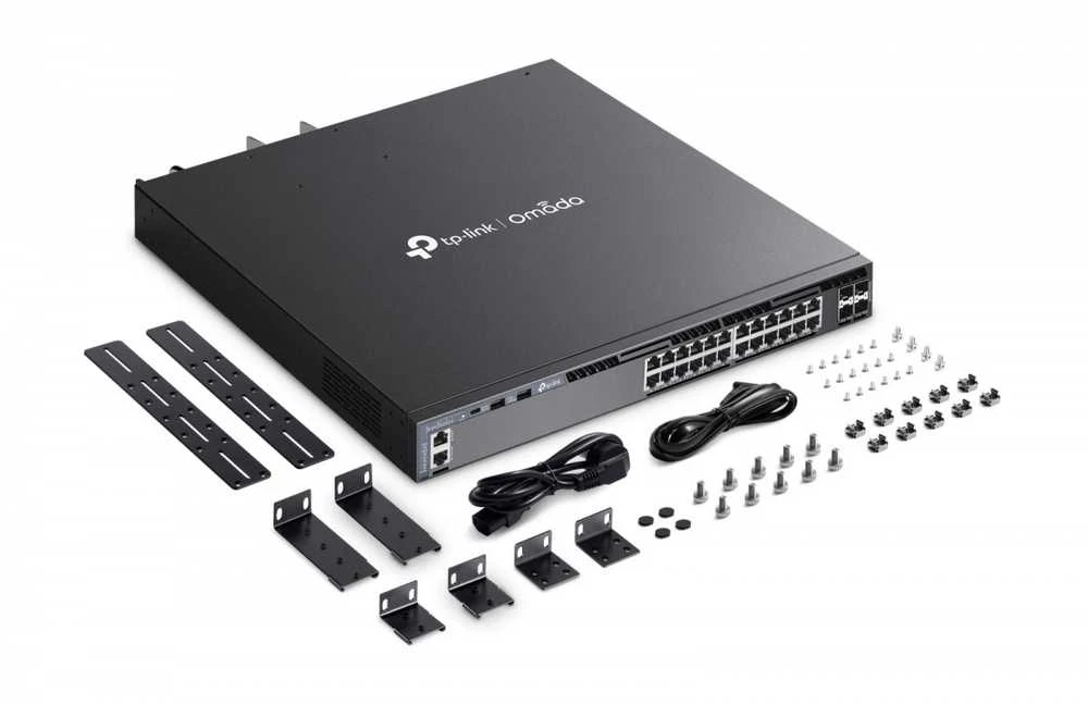 Šakotuvas TP-LINK SG6428XHP Omada 24 prievadų Gigabit sukraunamas L3 valdomas PoE+ jungiklis su 4 10G lizdais | TP-LINK
