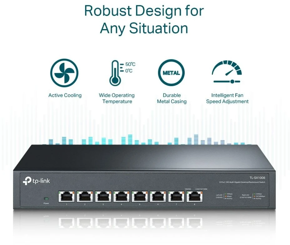 Šakotuvas TP-Link 8-PORT 10G MULTI-GIGABIT SWITCH - 8 10G RJ45 PORTS