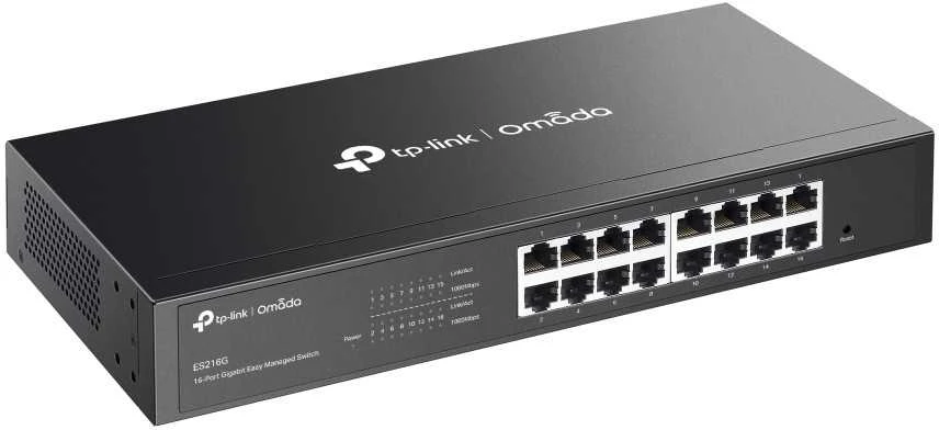 Šakotuvas TP-LINK Omada ES216G valdomas tinklo adapteris L2 gigabito ethernetui (10/100/1000), juodas