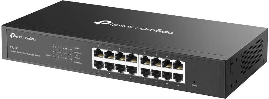 Šakotuvas TP-LINK Omada ES216G valdomas tinklo adapteris L2 gigabito ethernetui (10/100/1000), juodas