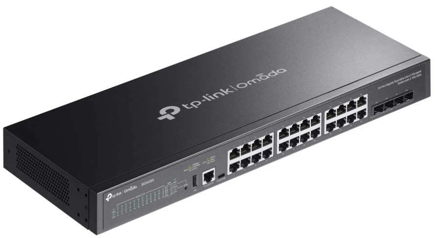 Šakotuvas TP-Link Omada SG5428X tinklo komutatorius Valdomas L3 Gigabit Ethernet (10/100/1000) Juodas