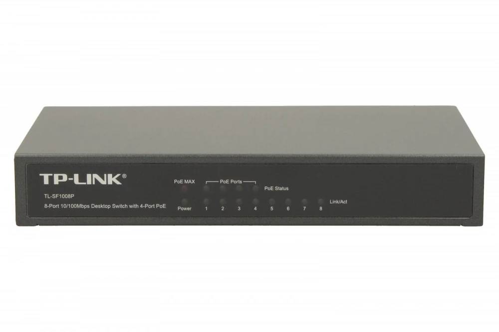 Šakotuvas TP-LINK | Switch | TL-SF1008P | Unmanaged | Desktop | 10/100 Mbps (RJ-45) jungtys quantity 8 | Power over Ethernet (PoE) jungtys quantity 4 | Power supply type External