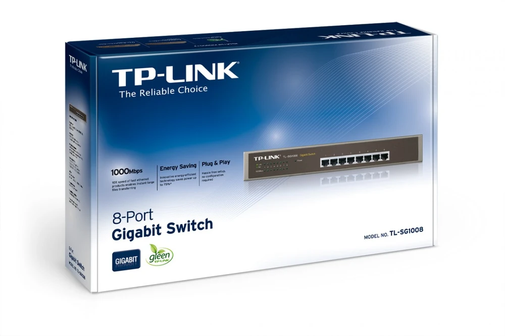 Šakotuvas TP-LINK 8 prievadų gigabito komutatorius, 19 colių įstrižainė