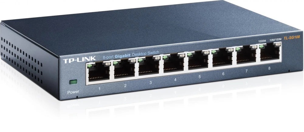 Šakotuvas TP-LINK 8 prievadų metalinis gigabito komutatorius, 5 10/100/1000M RJ45, palaikantis GMP Snooping, IEEE 802.1p QoS, „Plug and Play“ metaliniame korpuse