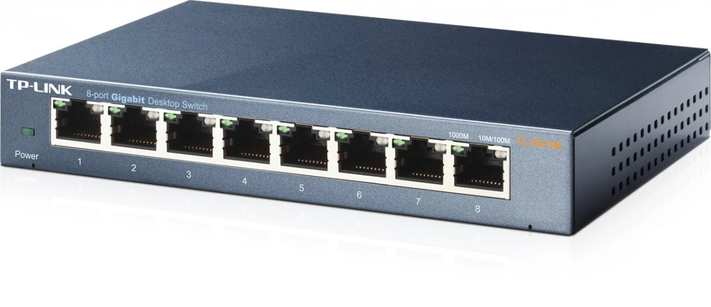 Šakotuvas TP-LINK 8 prievadų metalinis gigabito komutatorius, 5 10/100/1000M RJ45, palaikantis GMP Snooping, IEEE 802.1p QoS, „Plug and Play“ metaliniame korpuse