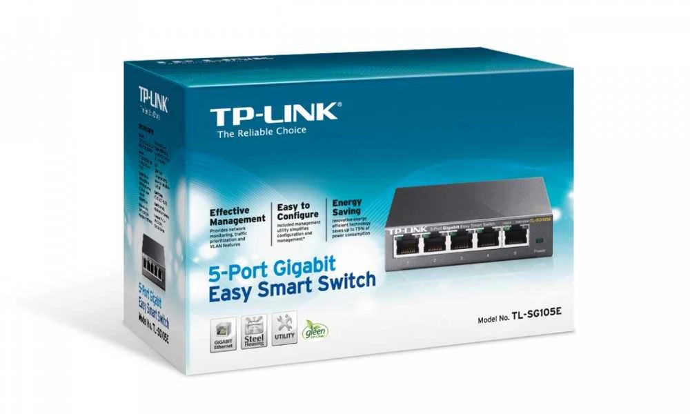 Šakotuvas TP-Link TL-SG105E 5-PORT GBIT - EASY SMART SWITCH
