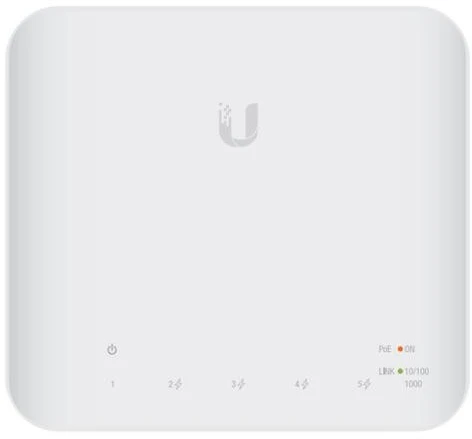 Maršrutizatorius „Ubiquiti USW-Flex“ vidinis/lauko 5 prievadų „Poe“ gigabito komutatorius su 802.3bt įvesties maitinimo palaikymu | „Ubiquiti“