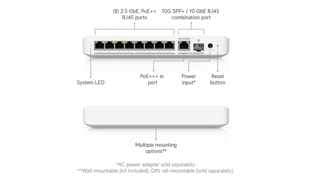 Šakotuvas Ubiquiti Przełącznik unifi switch 8 poe usw-flex-2.5g-8-poe