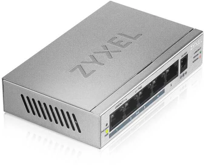 Šakotuvas Zyxel Jungiklis gs1005-hp 5 port gigabit poe+ nevaldomas darbalaukis 60w