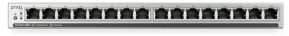 Switch Zyxel GS1100-16EP-EU0101F 16p PoE 135W (PoE+:16;) Unmanaged, Fanless, Slim