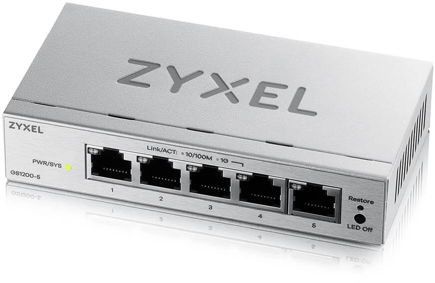 Šakotuvas Zyxel GS1200-5V3 Valdomas L2 Gigabit Ethernet (10/100/1000) Desktopas Pilka