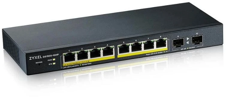 Šakotuvas Zyxel Przełącznik gs1900-10hp v2 8port l2 poe 2xsfp 70w 802.3at