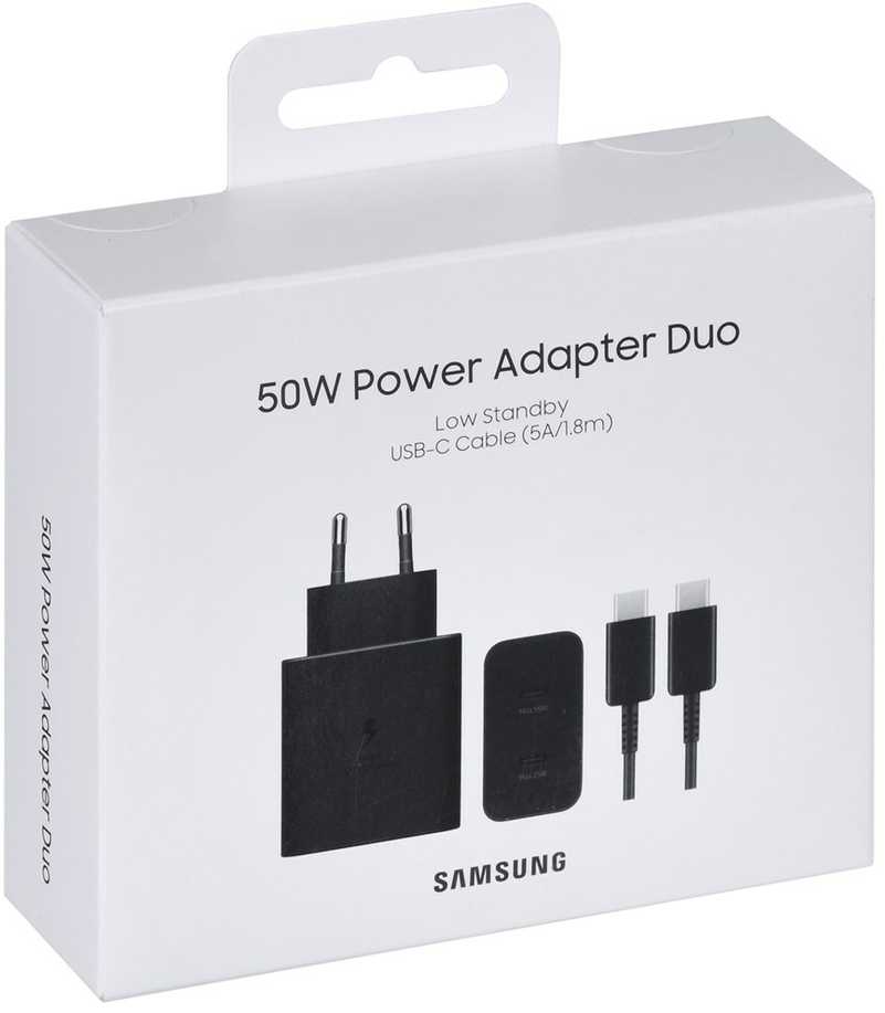 Samsung PD 50W Power Adapteris Duo (w/o cable) Type-Cx1, USBx1 (new) Juodas