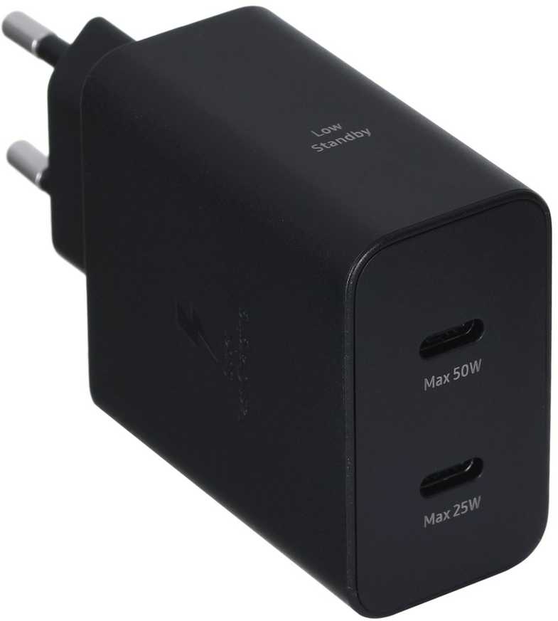 Samsung PD 50W Power Adapteris Duo (w/o cable) Type-Cx1, USBx1 (new) Juodas