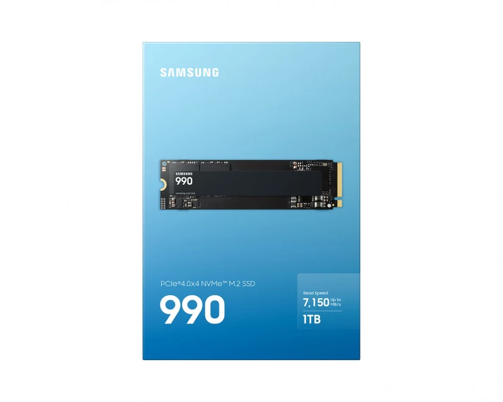 Samsung SSD | 990 | 1000 GB | SSD form factor M.2 2280 | Solid-state drive sąsaja PCIe 4.0 x4, NVMe 2.0 | Skaitymo greitis 7150 MB/s | Rašymo greitis 6450 MB/s