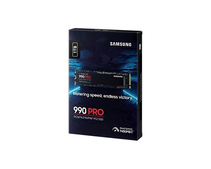 Kietasis vidinis diskas Samsung 990 PRO 1000 GB, SSD form factor M.2 2280, SSD sąsaja PCIe Gen4x4, Rašymo greitis 6900 MB/s, Skaitymo greitis 7450 MB/s