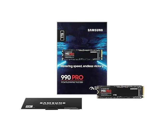 Kietasis vidinis diskas Samsung 990 PRO 1000 GB, SSD form factor M.2 2280, SSD sąsaja PCIe Gen4x4, Rašymo greitis 6900 MB/s, Skaitymo greitis 7450 MB/s