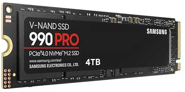 Kietasis diskas Samsung 990 PRO, 4000 GB, SSD form factor M.2 2280, SSD sąsaja NVMe, Skaitymo greitis 7450 MB/s, Rašymo greitis 6900 MB/s