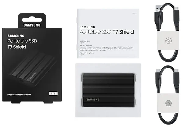 Kietasis diskas Samsung Dysk ssd t7 shield 2tb usb 3.2, juoda
