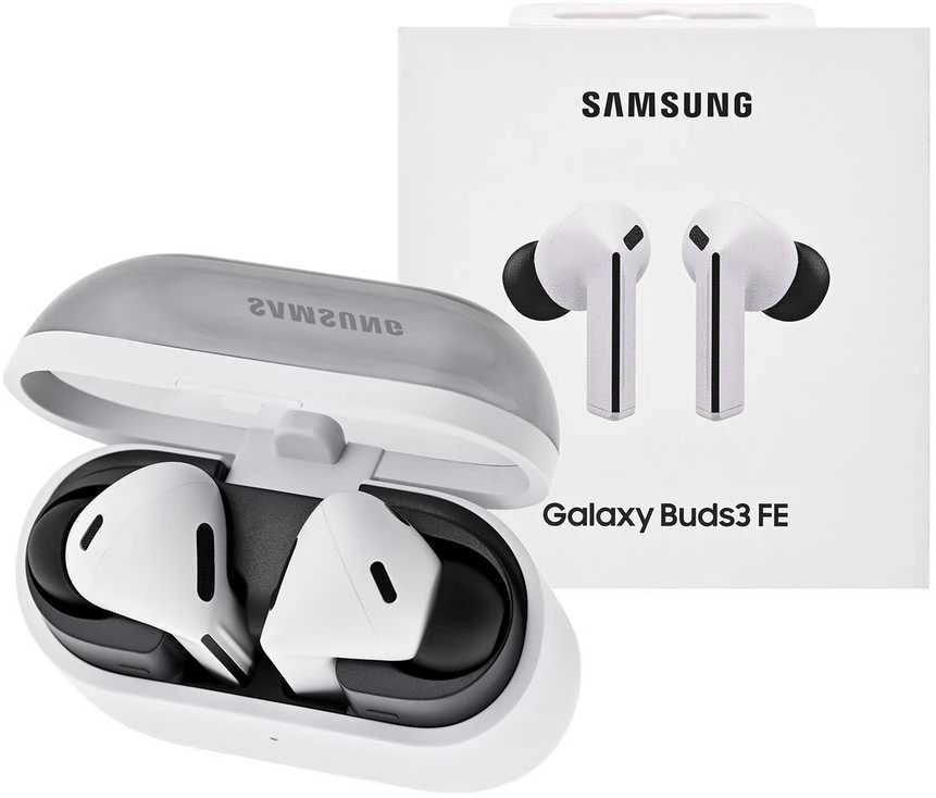 Samsung Galaxy Buds3 FE atidarytas dėklas su ausinėmis