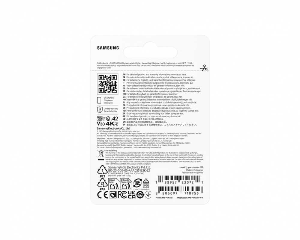 „Samsung T9“ | „MicroSD“ kortelė | 128 GB | „Micro SDXC“ | „Flash“ atminties kortelė U3, V30, A2