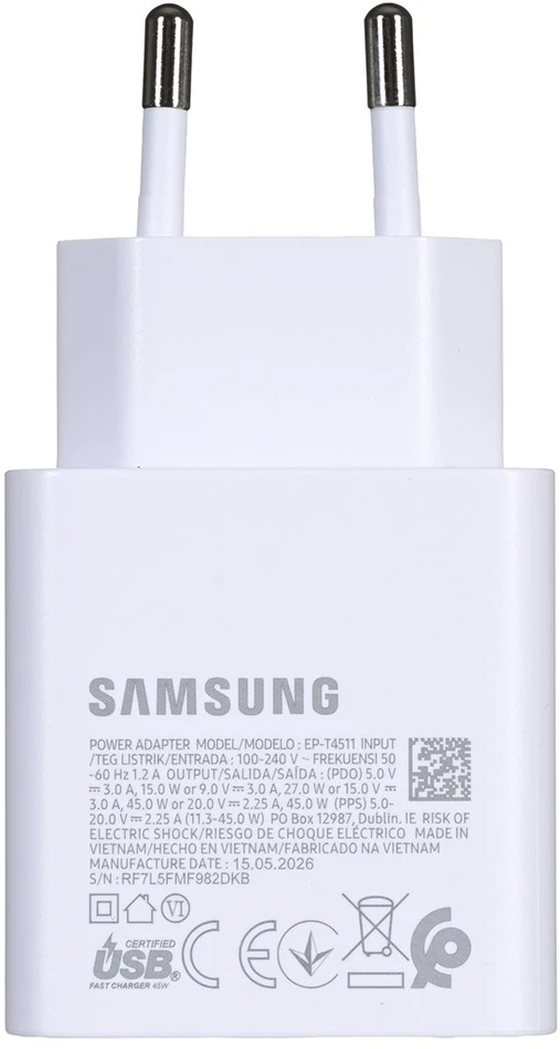 112803 Samsung T4511 PD 45W laidinis baltos spalvos įkroviklis