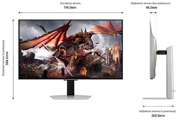 Monitorius Samsung | LS32DG802SUXDU | 32 " | OLED | 4K | 16:9 | 240 Hz | 0.03 ms | 3840 x 2160 pikselių | 200 cd/m² | HDMI jungtys quantity 2 | Sidabrinis