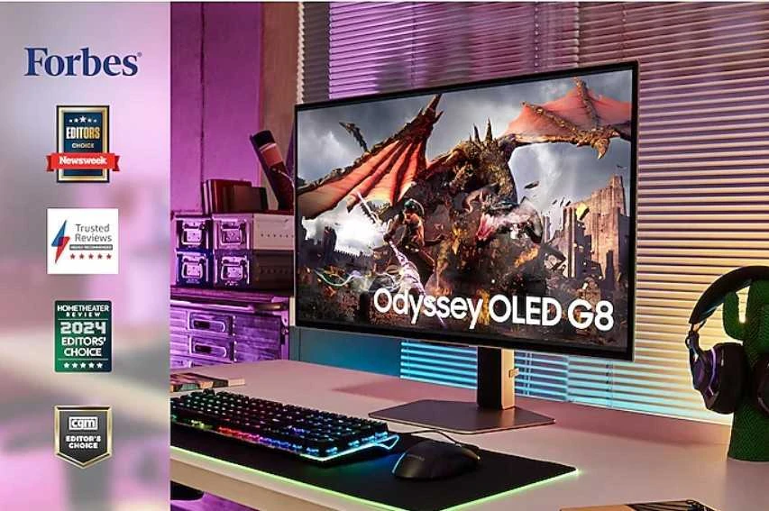 Monitorius Samsung | LS32DG802SUXDU | 32 " | OLED | 4K | 16:9 | 240 Hz | 0.03 ms | 3840 x 2160 pikselių | 200 cd/m² | HDMI jungtys quantity 2 | Sidabrinis