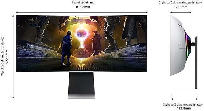 Monitorius Samsung | LS34DG850SUXDU | 34 " | OLED | 21:9 | 175 Hz | 0.03 ms | 3440 x 1440 pikselių | HDMI jungtys quantity 2 | Sidabrinis