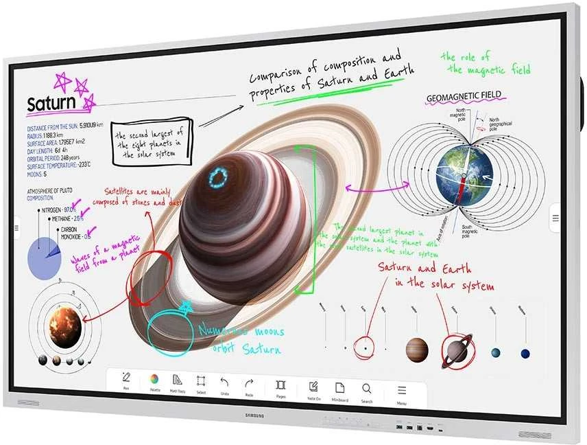Monitorius SAMSUNG 85" FLIP PRO WM85B DIGITAL FLIPBOARD,UHD,TOUCH, HDMI X2, DP, TIZEN 6.5 LANDSCAPE